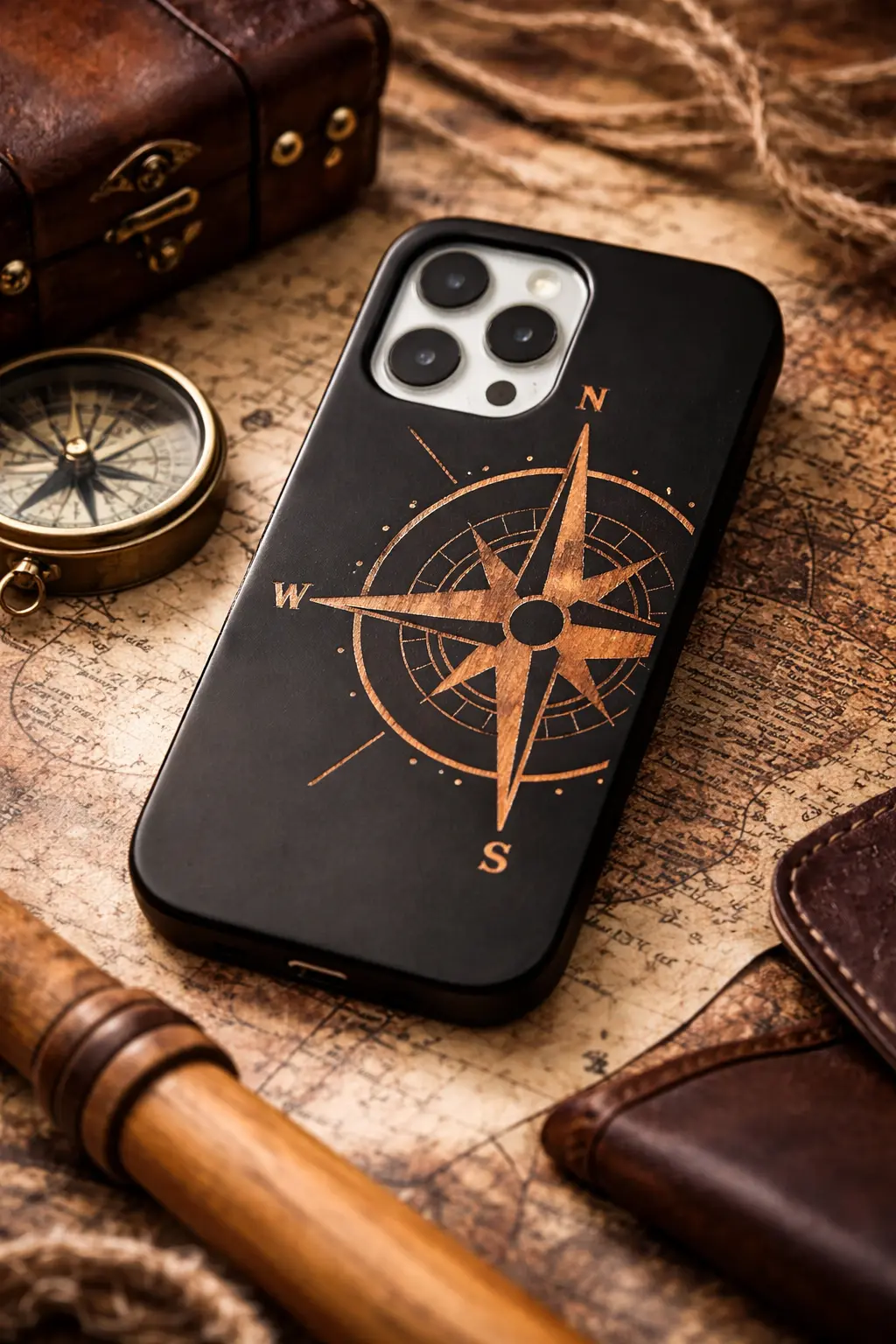 Compass wooden phone case by WudGrip